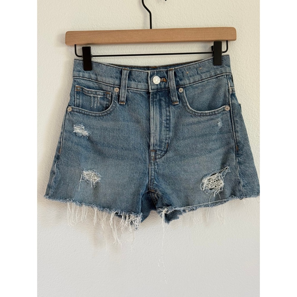 Madewell The Perfect Jean Short 24 Blue Distressed High Rise Frayed Boho Summer